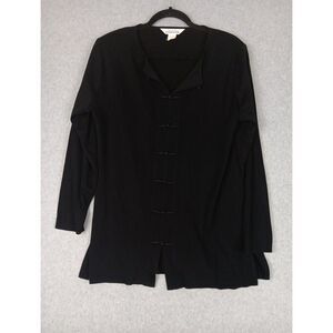 Exclusively Misook Cardigan Womens M Black Toggle Loop Asian Inspired Light EUC‎